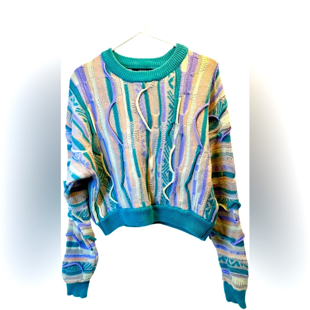 Forever, 21 multicolor cable, knit sweater, 90s style size medium women's